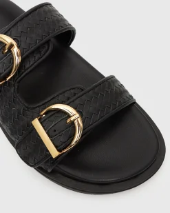 Women Betts Slides|Footbeds^ASTAR Leather Woven Strap Footbed Slides