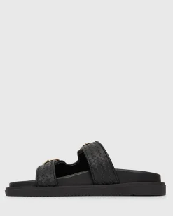 Women Betts Slides|Footbeds^ASTAR Leather Woven Strap Footbed Slides