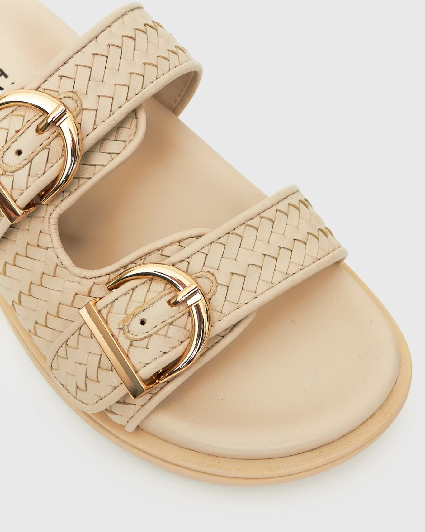 Women Betts Slides|Footbeds^ASTAR Leather Woven Strap Footbed Slides
