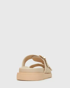 Women Betts Slides|Footbeds^ASTAR Leather Woven Strap Footbed Slides
