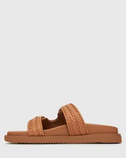 Women Betts Slides|Footbeds^ASTAR Leather Woven Strap Footbed Slides