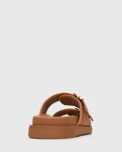 Women Betts Slides|Footbeds^ASTAR Leather Woven Strap Footbed Slides
