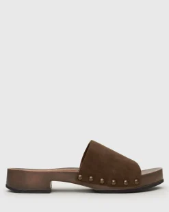 Women Betts Block|Low-Mid^CLARA Suede Leather Clogs