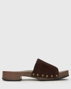 Women Betts Block|Low-Mid^CLARA Suede Leather Clogs