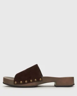 Women Betts Block|Low-Mid^CLARA Suede Leather Clogs