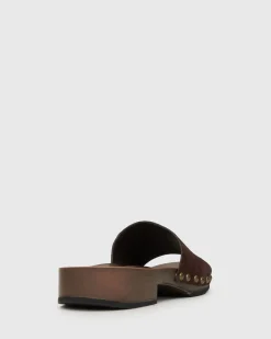 Women Betts Block|Low-Mid^CLARA Suede Leather Clogs