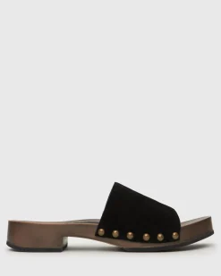 Women Betts Block|Low-Mid^CLARA Suede Leather Clogs