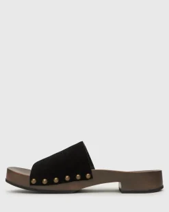 Women Betts Block|Low-Mid^CLARA Suede Leather Clogs