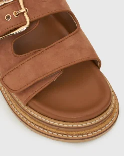 Women Betts Sandals|Flats^HAZE Leather Buckle Flatform Slides