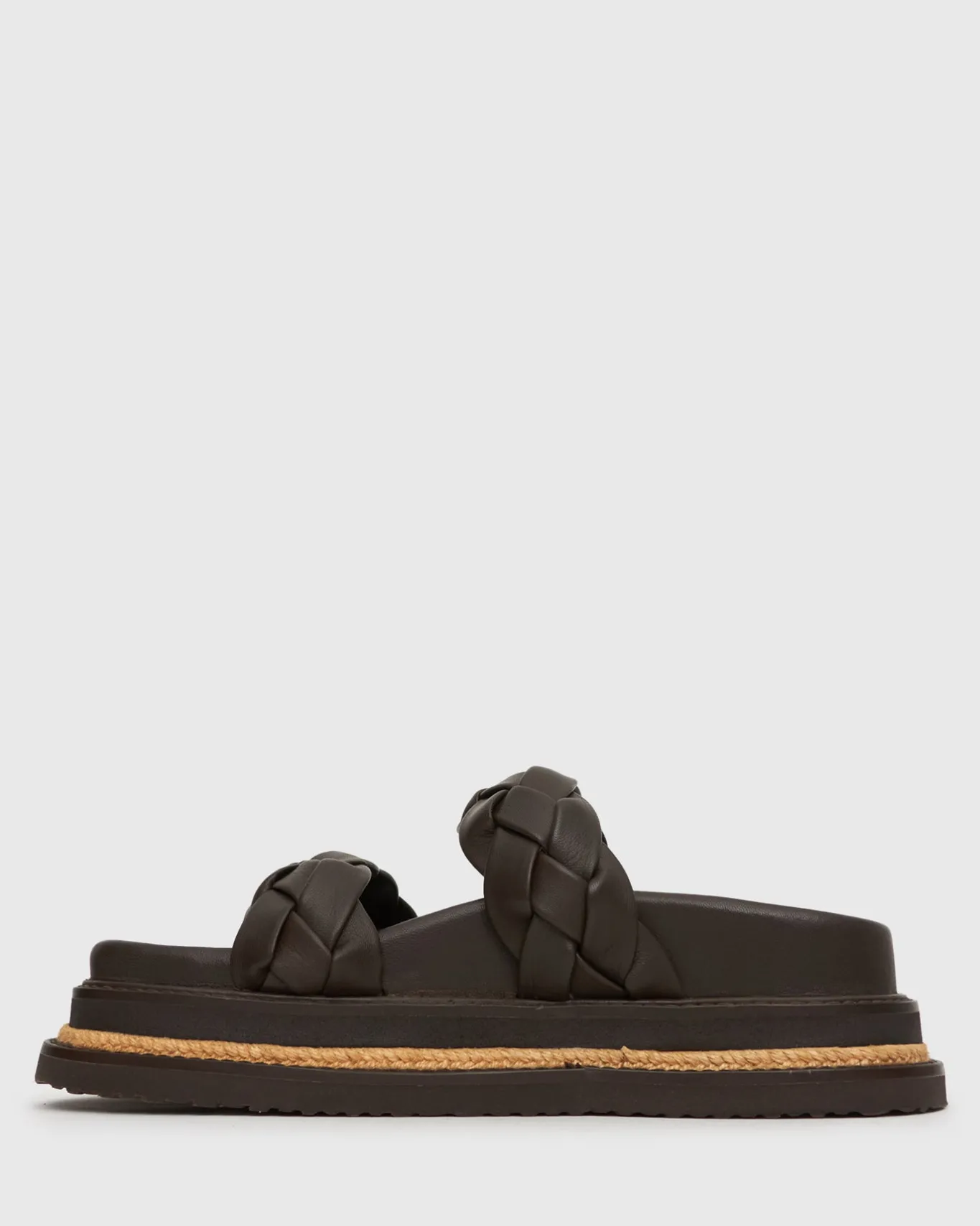 Women Betts Leather^HEIDI Braided Leather Flatform Slides