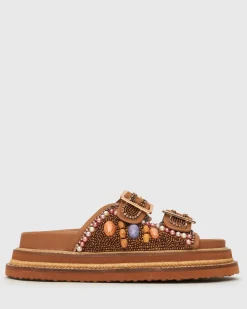 Women Betts Sandals|Flats^HONOLULU Leather Multi Beaded Slides