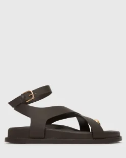 Women Betts Sandals|Flats^MALIBU Leather Crossover Ankle-Strap Sandals
