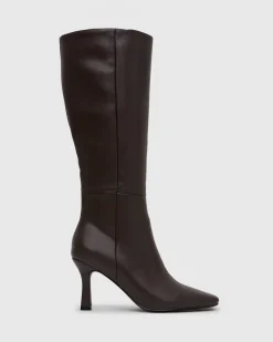 Women Betts Knee High|Chocolate^MAVERIK Square Toe Stiletto Knee Boots