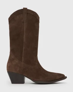 Women Betts Chocolate|Leather^PRE-ORDER HOWDY Suede Leather Western Boots