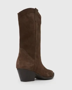 Women Betts Chocolate|Leather^PRE-ORDER HOWDY Suede Leather Western Boots