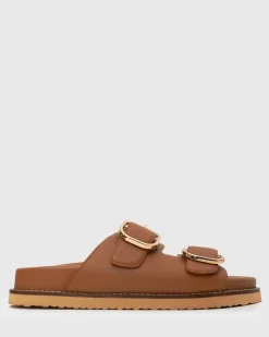 Women Betts Sandals|Flats^Wider Fit HUSH Leather Buckle Slides