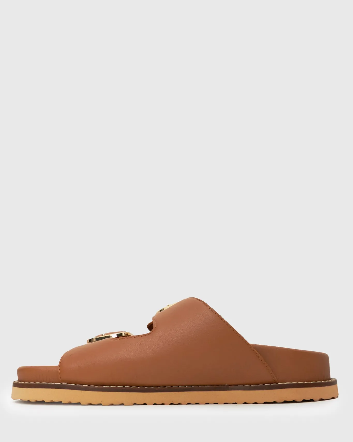 Women Betts Sandals|Flats^Wider Fit HUSH Leather Buckle Slides