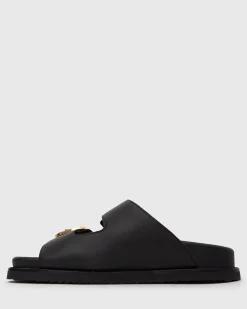 Women Betts Sandals|Flats^Wider Fit HUSH Leather Buckle Slides