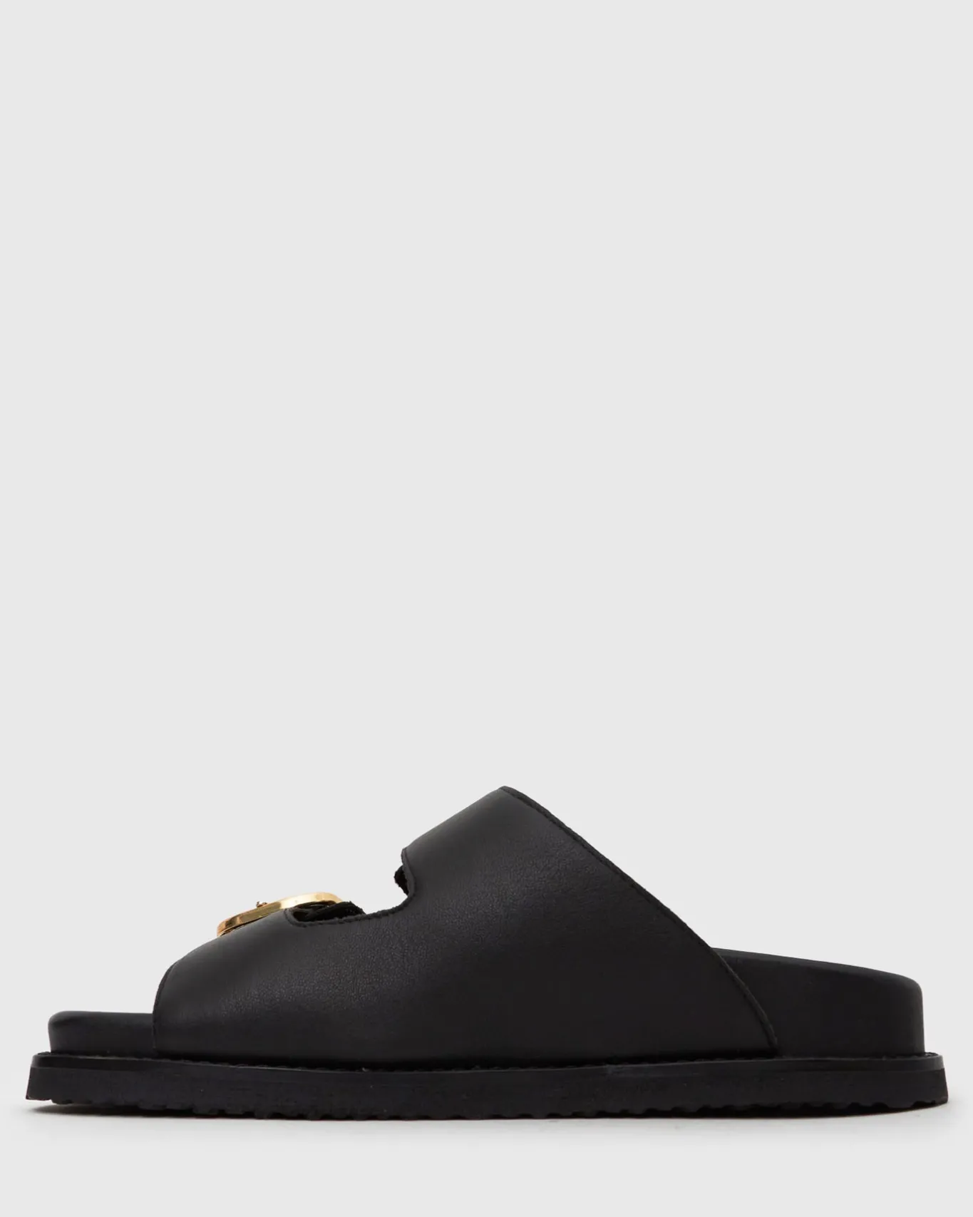Women Betts Sandals|Flats^Wider Fit HUSH Leather Buckle Slides